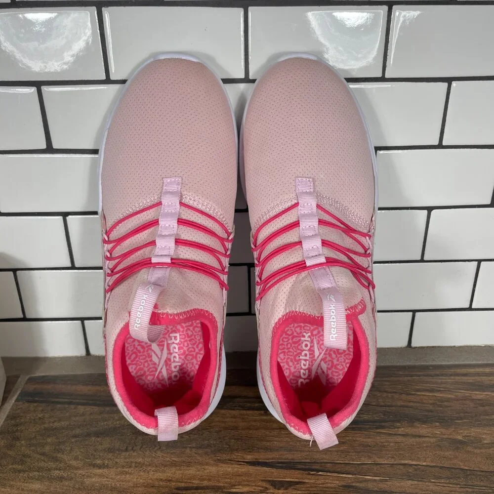 Reebok Youth Girls Size 6 Shoes Pink White Lightweight Slip On Trainers Sneakers